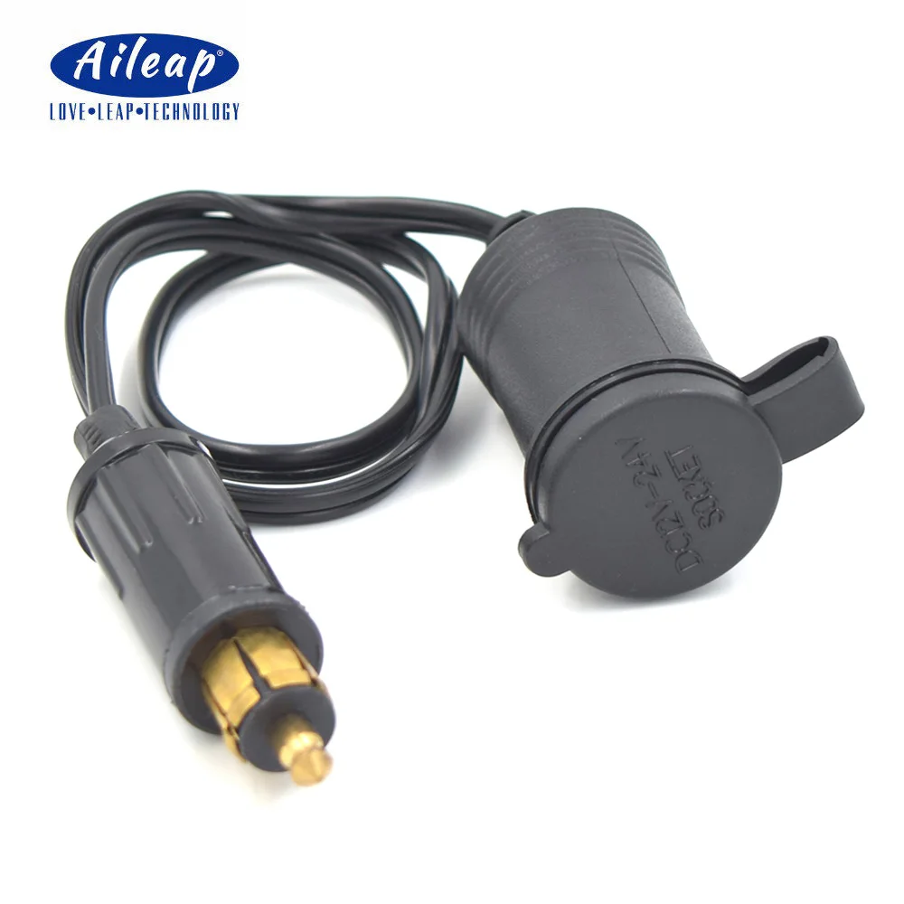 

Aileap Din Plug to Standard Cigarette Lighter Socket Adapter with Waterproof Cover for BMW Motorcycle - Black