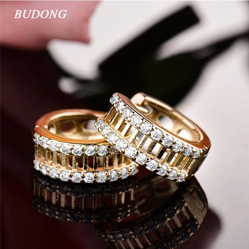 

BUDONG Fashion Circle Infinity Earrings for Women Silver/Gold Color Hoop Earring White Crystal Zirconia Wedding Jewelry XUE178