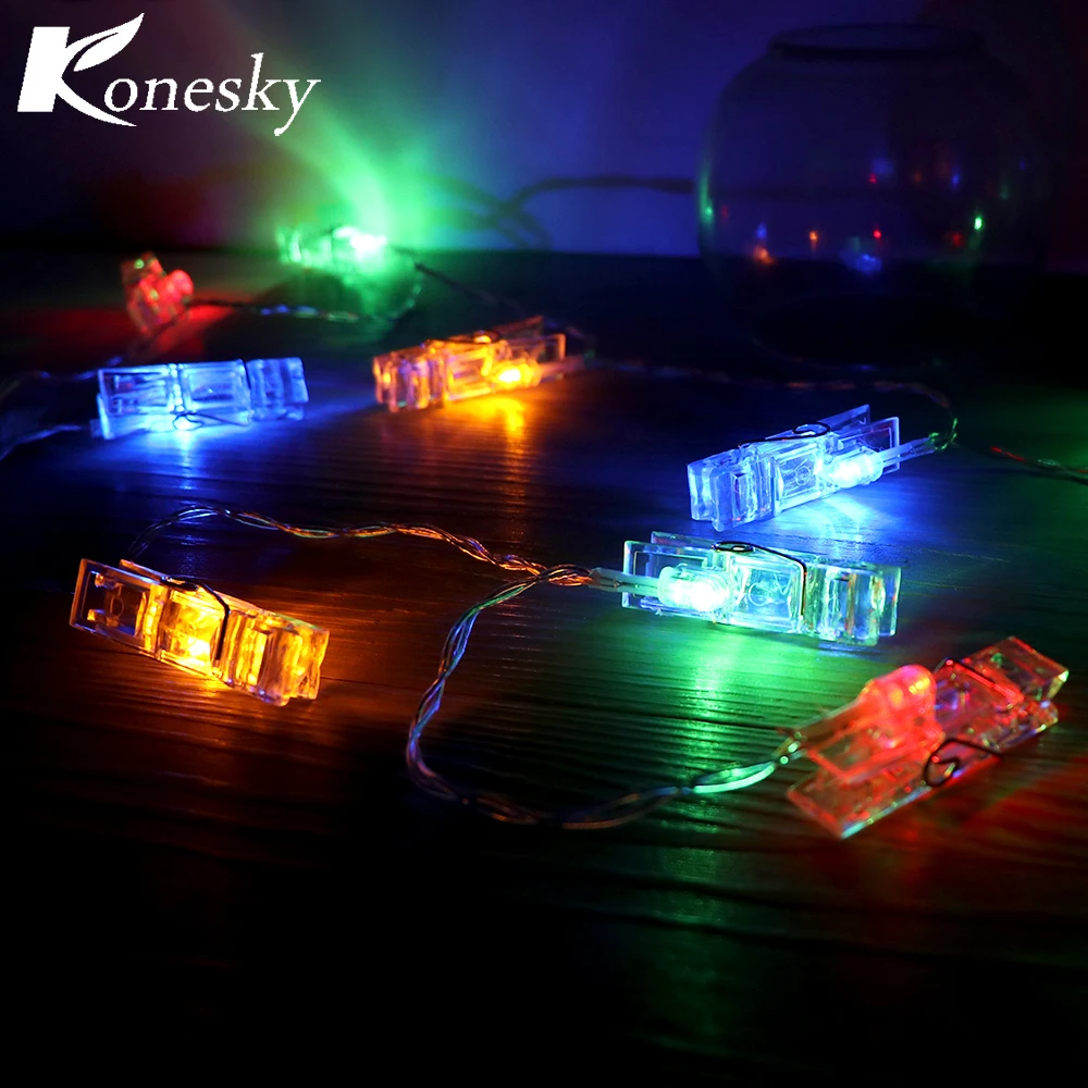Konesky прозрачный зажим светодиодный гирлянды RGB бусины фестиваль украшения на День святого Валентина Рождество другие праздничные Вечерние