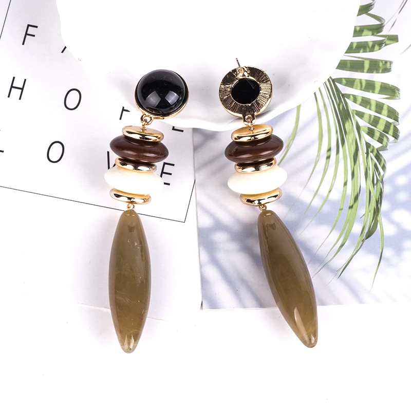 YUQINQIN Classic Drop Earrings for Women Acrylic Earrings Female Big Long Dangling Fashion Elegant Resin Metal Summer Earring (6)