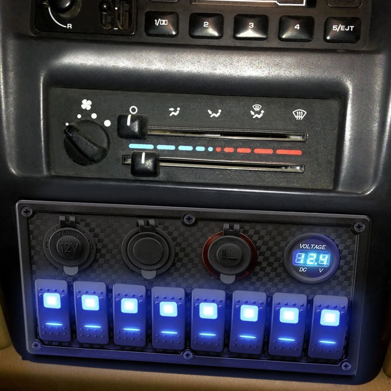 12V 24V USB сигареты светильник er Напряжение 8 Gang кулисный переключатель Панель синий светодиодный светильник автомобиля RV Водонепроницаемый автомат защити цепи