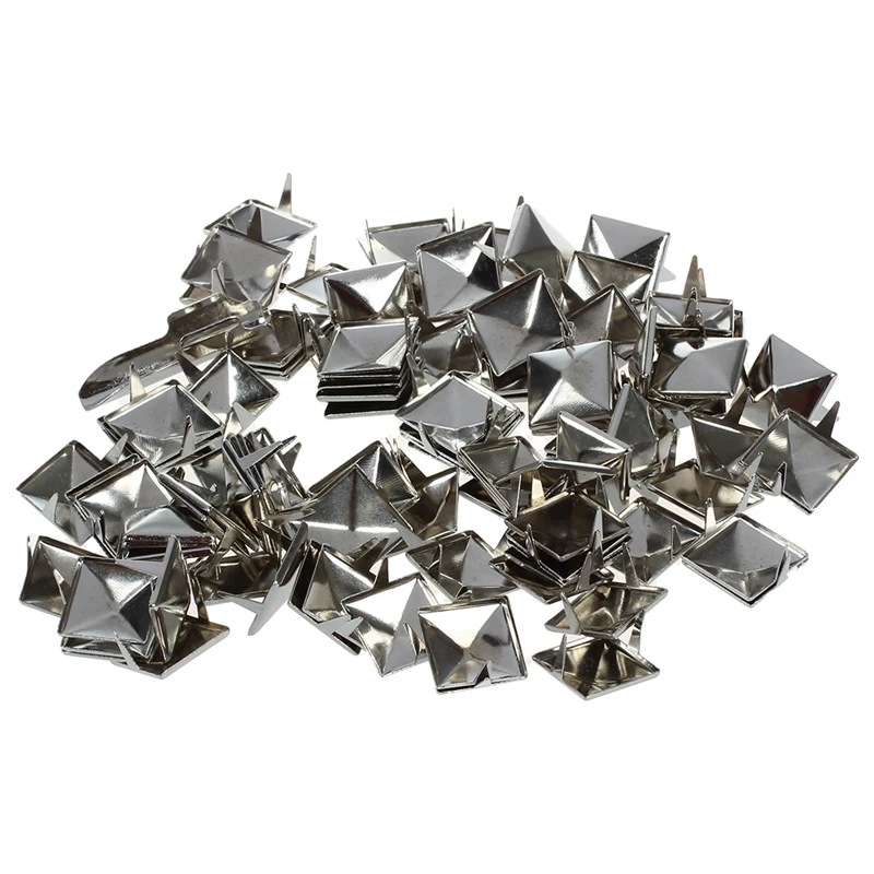 

Approx. 100pcs 2 Prongs Pyramid Studs 12mm Silver--Great for Any Leathercraft Project, Like Velts, Handbags, Bracelets, Jacket