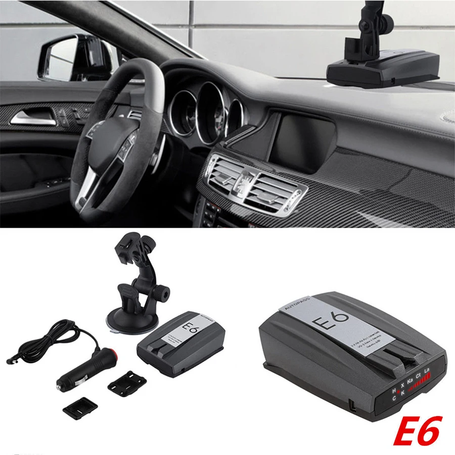 

JuneHome E6 Full Band Car Radar Detector Laser Speed Alert With English Police Dog