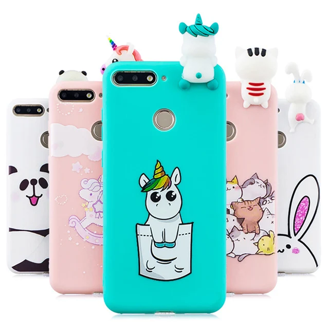 

Silicone Case For Huawei Honor 7C Cases Rabbit Unicorn Cat Cover on Honor7C AUM-L41 RU 5.7" Cartoon 3D Doll Toys Coque