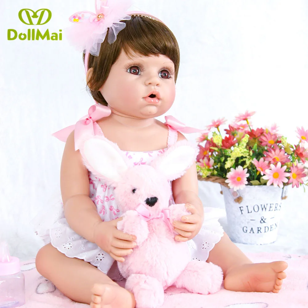 55cm Reborn Baby Doll Full Silicone Vinyl Bebe Reborn Realista Short Hair Girl Toy For Princess Gift Big Eyes Boneca De Pano Dolls Aliexpress