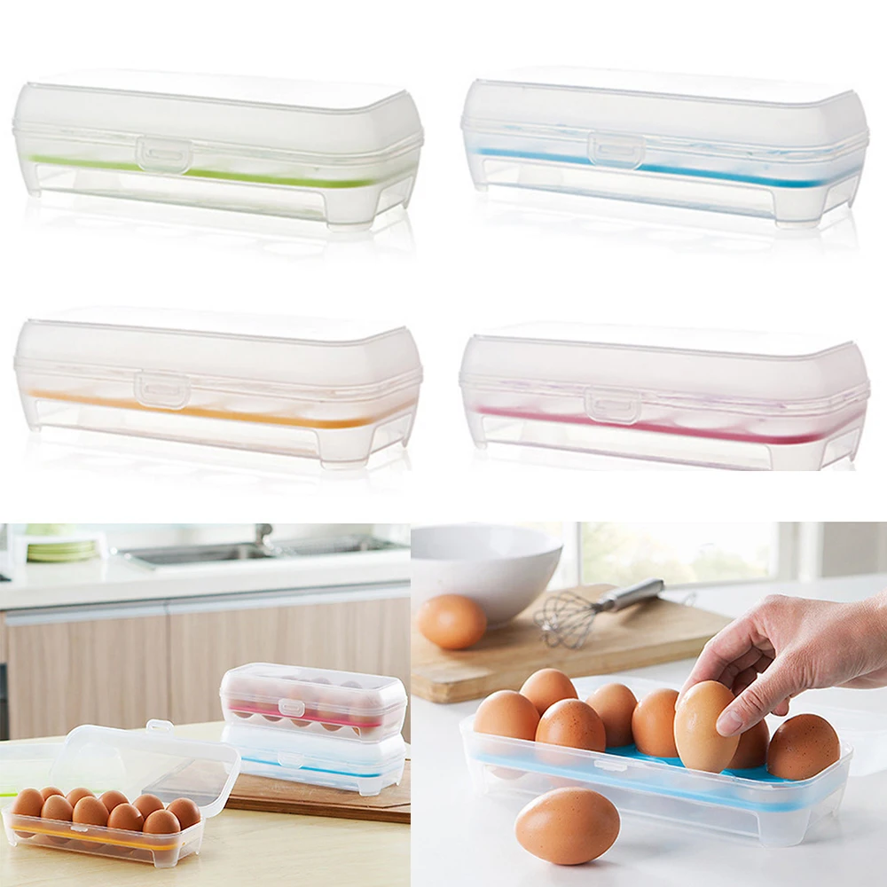 Kitchen Egg Storage Box 10 Grid Egg Box Food Container Organizer Boxes for Storage One Layer Multifunctional Egg Crisper