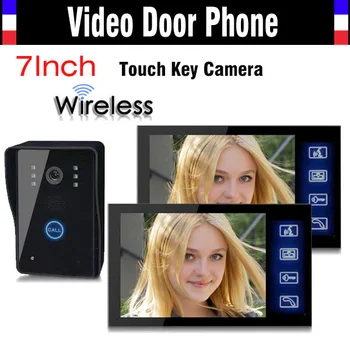 Goede Draadloze Video Deurtelefoon Deurbel Intercom Systeem 7 inch Touch Key IR Nachtzicht Camera Regen Proof 1 Camera 2 monitoren