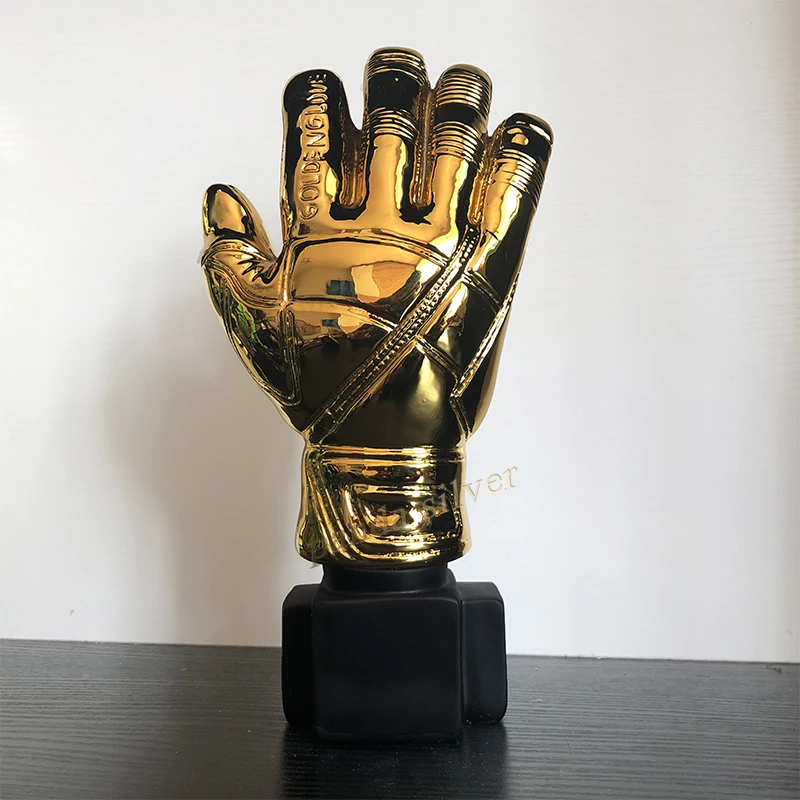 24 см Высота Лучший вратарь трофей с позолотой футбол футбольные перчатки премии смолы золотой цвет модели подарок вратарь