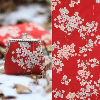 

2colors Japanese cherry blossoms printed cotton fabric for dress kimono bag table cloth DIY patchwork tissu tissus christmas