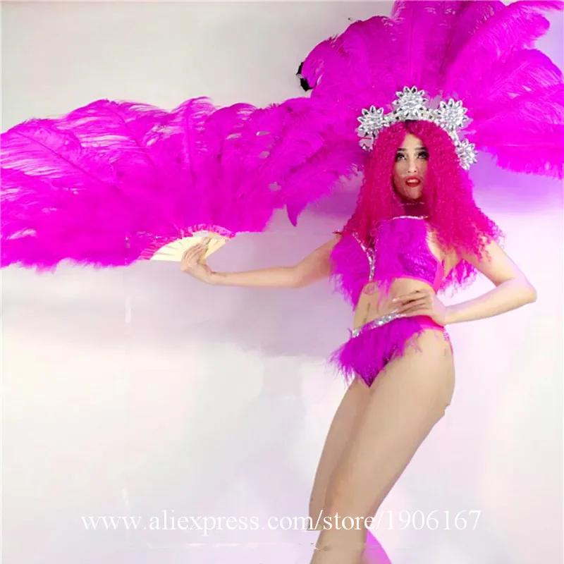 Broadway big feather retro costume dance team costumes catwalk feather fan costume02