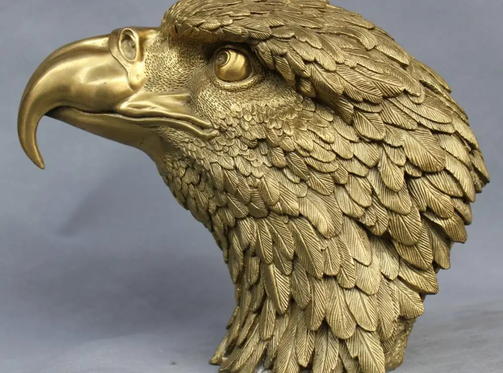

10'' China Folk Bronze Eagle Hawk Head Statue