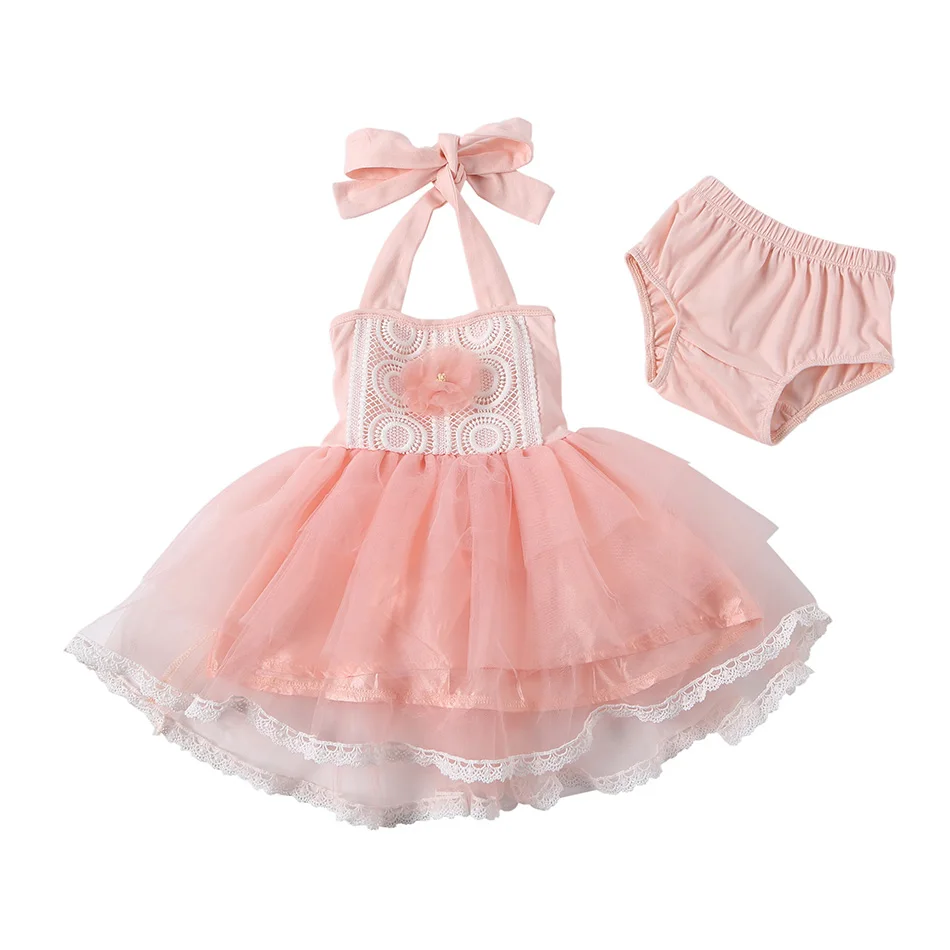 

2pcs/set Baby Girls Multi-layer Tulle TuTu Dress with Flower Sleeveless Belt Lace Dress and Shorts for Newborn Infant Kids