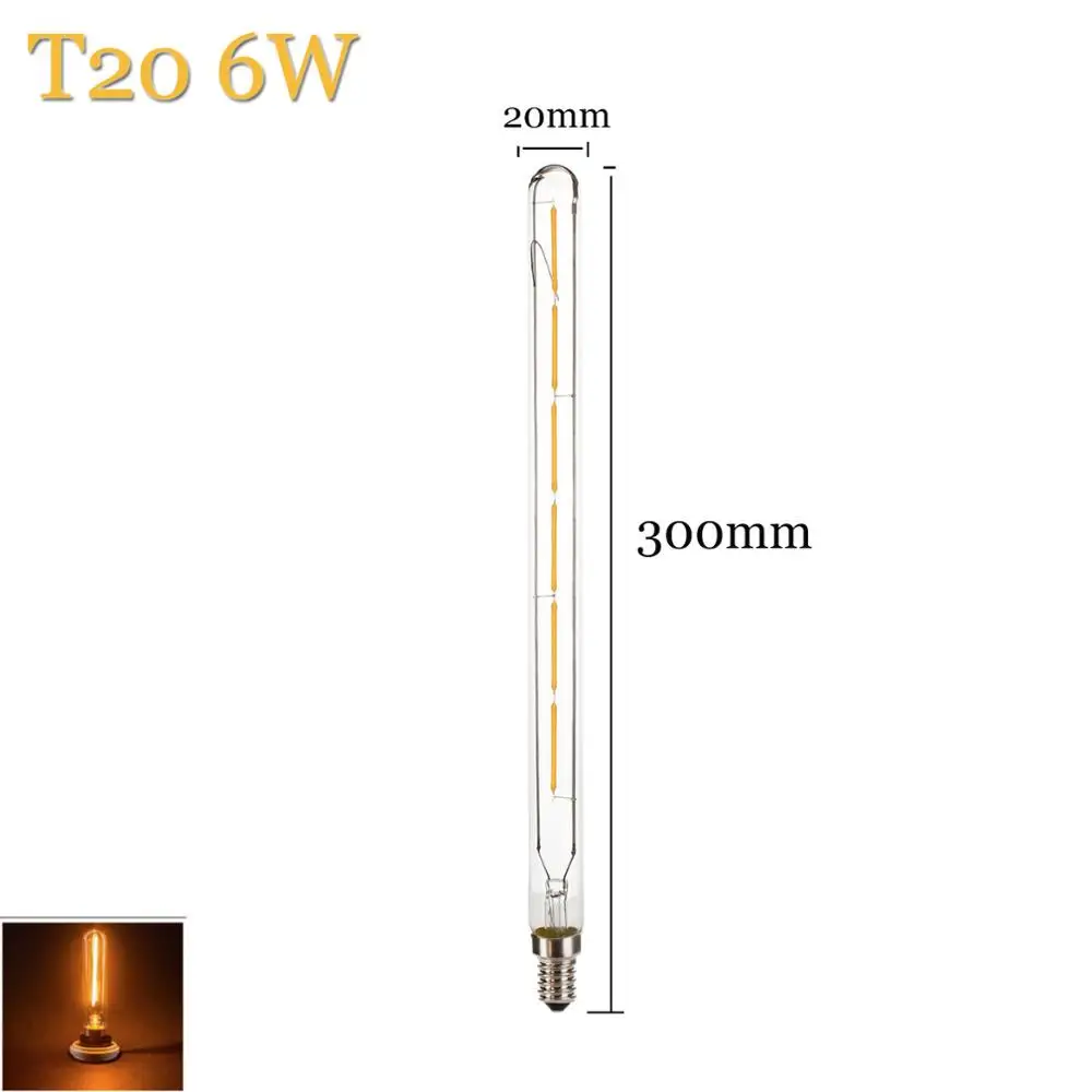Винтаж ретро лампы накаливания Эдисона светодиодный лампы E14 T20 3 Вт, 4 Вт, 6 Вт, светильник 220 В античный подвесной - Испускаемый цвет: T20 6W