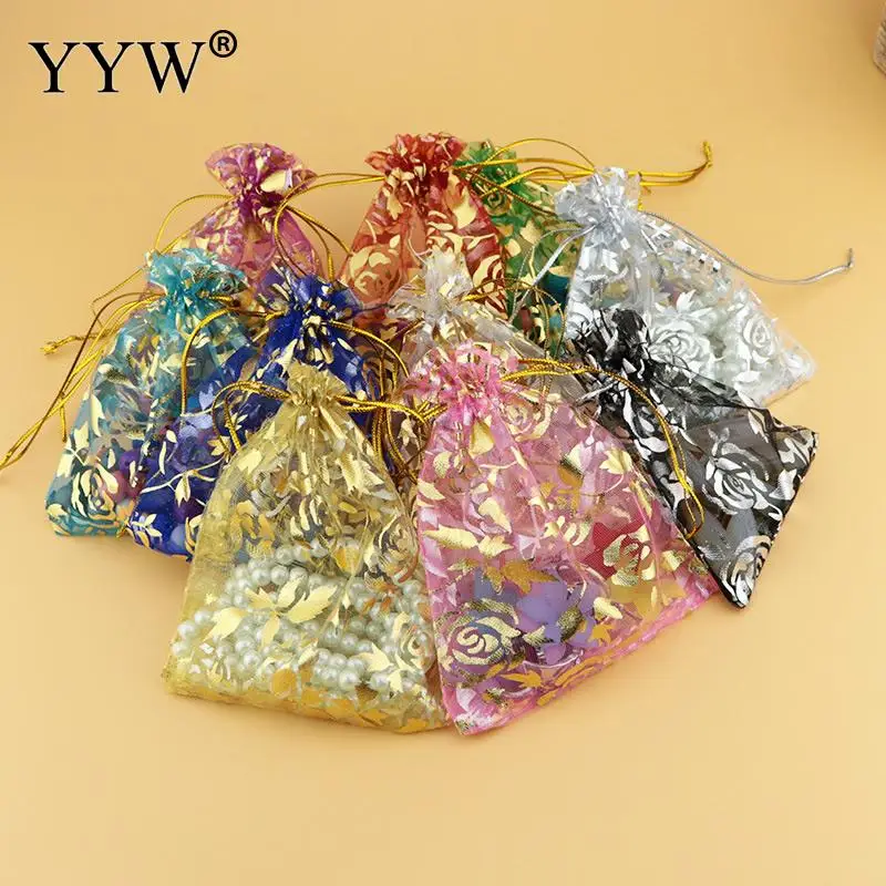

YYW 100pcs/lot 11*16cm Drawable Organza Bags Mix Color Wedding Christmas Gift Bags Candy Jewelry Packaging Organza Bags