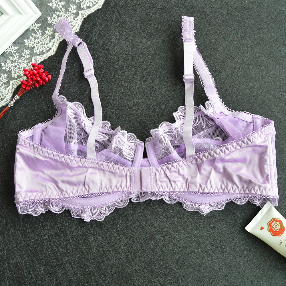 YANDW New Lace Lingerie Transparent Bra Set Panties Sexy Women Underwear Brief Sets Plus size Elegance Floral Bow Bra Embroidery