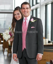 2016 New Custom Made Gray Tuxedos Wedding Groomsman Suit Groomsman Bridegroom Suits (Jacket+Pants+Tie+Vest)BUY Free Shipping