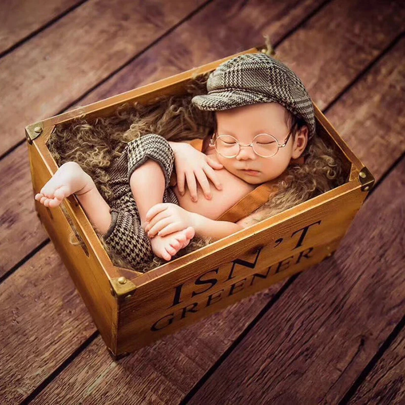 Newborn Photography Clothes Studio Baby Photo Props Accessories Baby Girl Boys Hat+Pants Set Little Gentleman Plaid Costume maternity photography packages near me