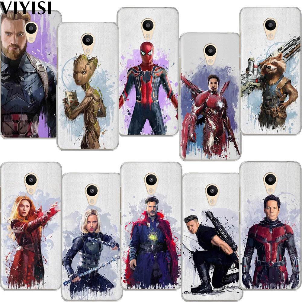 

VIYISI Marvel Avengers For Meizu M6 5 Note Phone Case M5S 5C M3s 3Note Pro6 U10 U20 Coque Cover Spiderman Rocket raccoon Shell