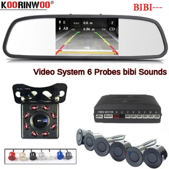 

Koorinwoo Parktonic Car Parking Sensor 6 Car Monitor Digital Mirror with Car Rear view camra Alert Backlight Radar System Kit 4