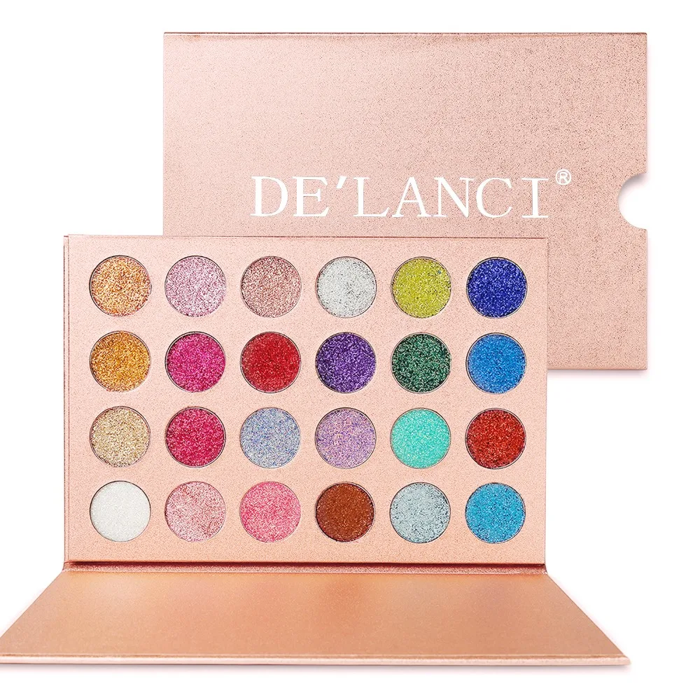 Preise DE LANCI 24 Farben Glitter Lidschatten Pallete Marke Schönheit Kosmetik Diamant Gedrückt Glitter Lidschatten Pigment bilden Palette