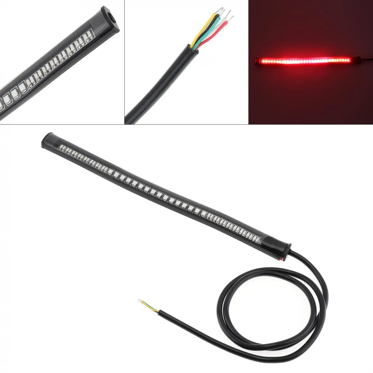 12V LED Waterproof Strip Flexible Light Bar Motorcycle Tail Brake Driving Lamp Cornering Turn Signal |