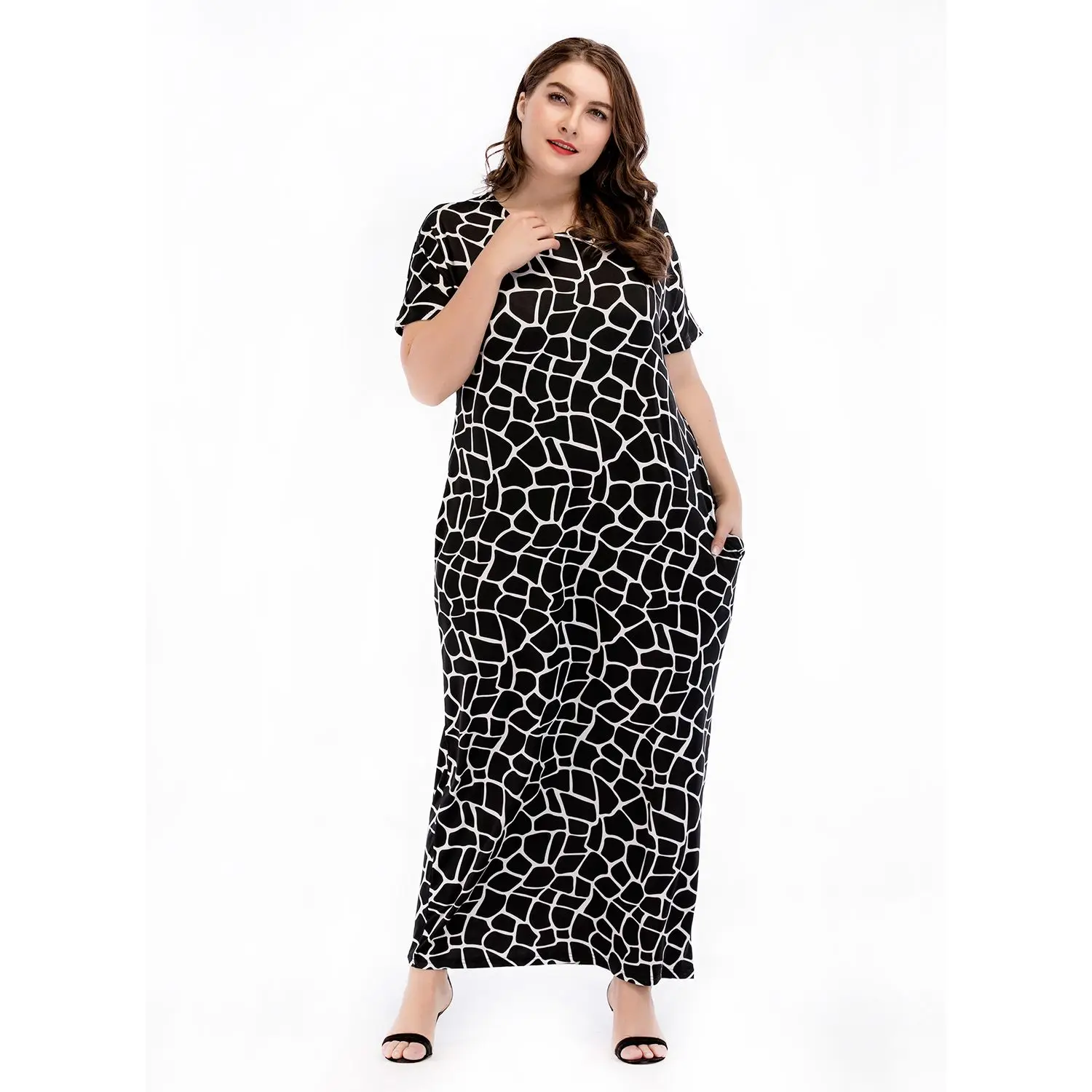 DCOS New European and American style knit large size women's dress Arabian loose robe Dress