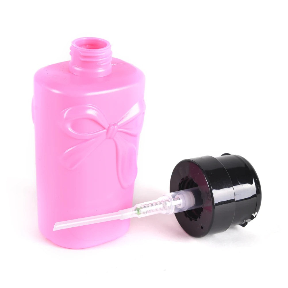 

230ml Nail Pressure Bottle Cleaner Refillable Manicure Tool Plastic Bow-knot Liquid Alcohol Press Polish Remover Dispenser