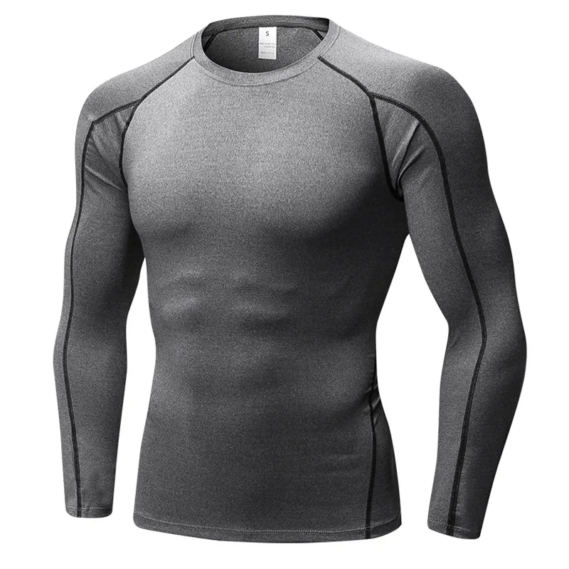 

Men Compression Shirt Fitness Jogger Exercise Clothes Fashion Casual Solid Long Sleeve T-Shirt Fashion Brand Tights Base 2020