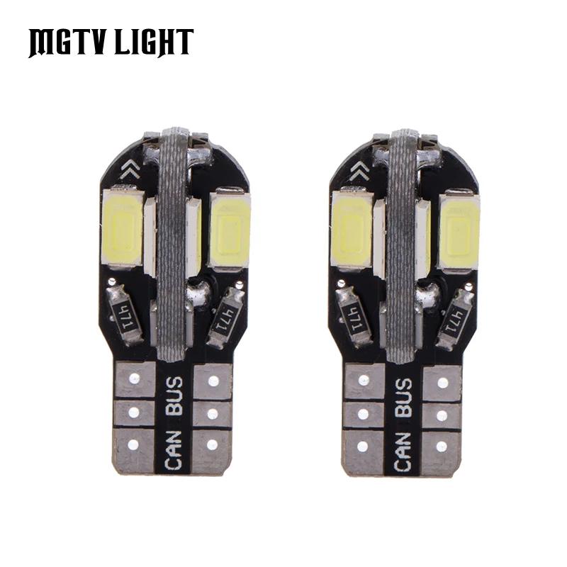 

MGTV LIGHT 2Pcs T10 Light Car Signal Interior Bulb With Decoding 12V White Car License Plate Lamp Ultra Bright 5630 Lamp Beads