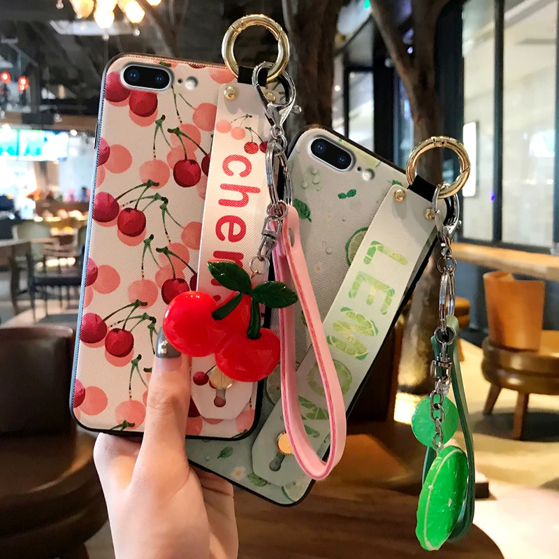 Cute Summer Fruit Phone Strap Case For iPhone 6 6S Hot Sale Colorful Cherry Lemon Strawberry Cover | Мобильные телефоны и