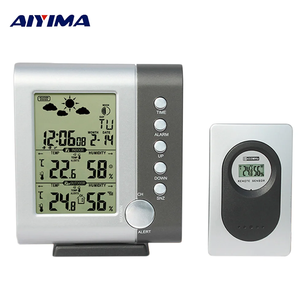 

AIYIMA 1Pcs 433MHz Wireless Weather Station LCD Digital Thermometer Hygrometer With Confortable Meteo Station H105G