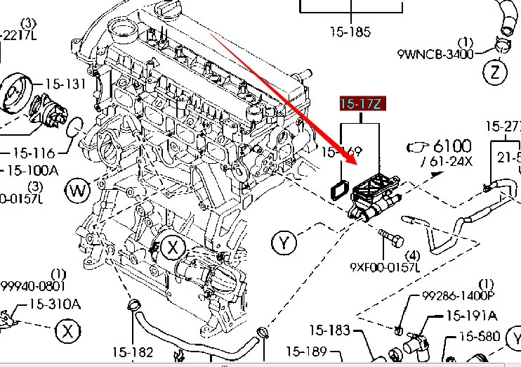 Система охлаждения водоотводная труба для mazda 3 2,0 2005-2010 mazda 5 mazda 6 2005-2010 2,0 2,3 mazda 8 CX7 LF94-15-17Z