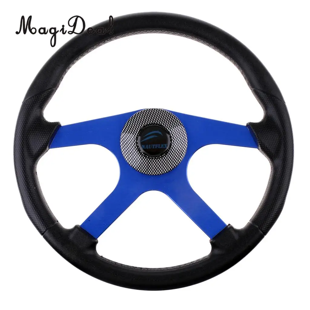 MagiDeal 310/360mm Aluminum Alloy D Shape Marine Boat Steering Wheel 3/4' Key Way Tapered for Kayak Canoe Boat Yacht Dinghy Acce