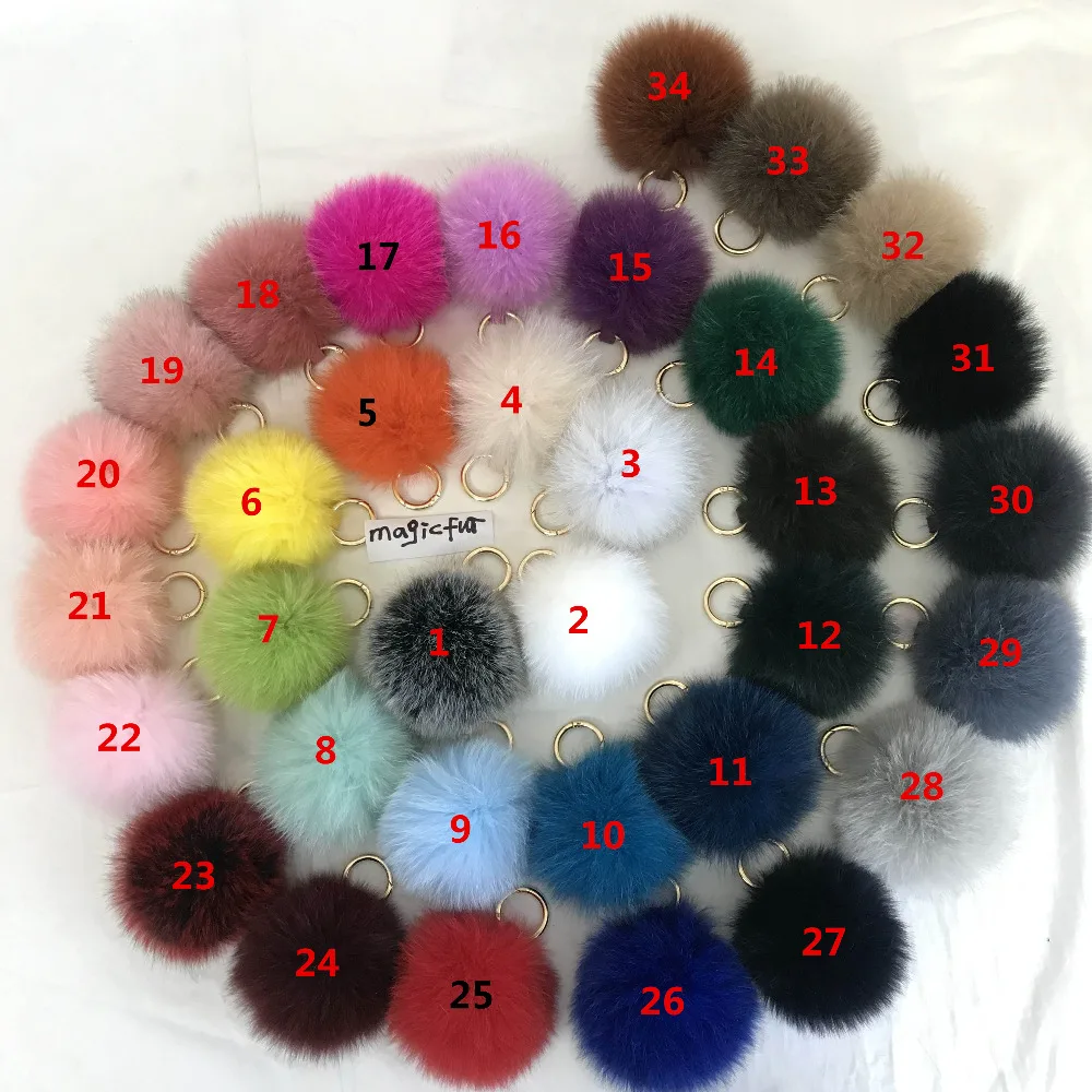 

Magicfur - Mini Size Real Fox Fur Ball Pom pom Fluffy Soft Charms Bag Charm Keychain Car Phone Key Ring Pendant