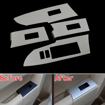 

4Pcs Chrome Stainless Car Interior Door Window Switch Button Lift Control Cover Trim Sticker Fit for Toyota Corolla 2014