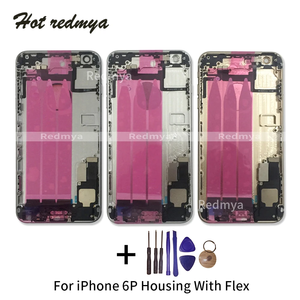 

Battery Cover Housing For iphone 6P 6 Plus Back Battery Cover Door Middle Chassis Frame with Flex Cable Parts Assembly Free IMEI