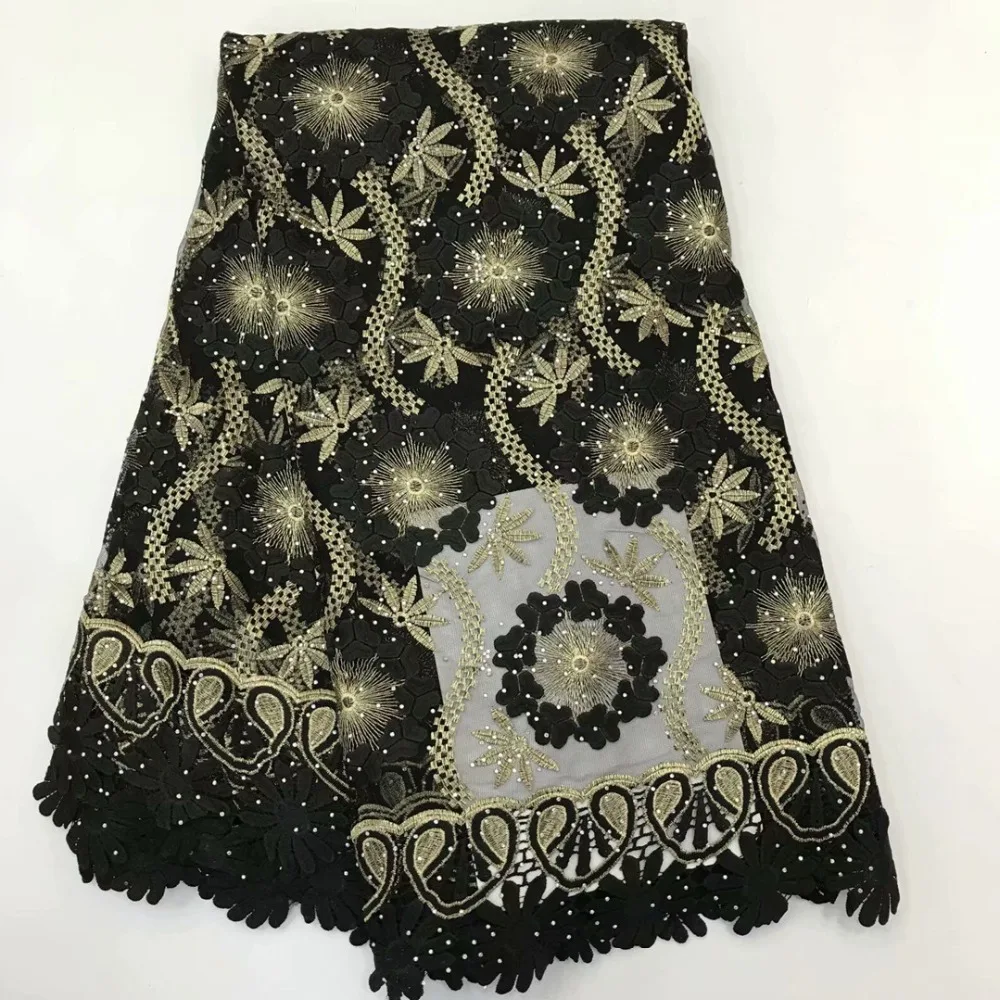 

2019 high quality Stone gold line French Swiss net lace African tulle mesh Cord lace fabric for dress 5yards/lot RL0305
