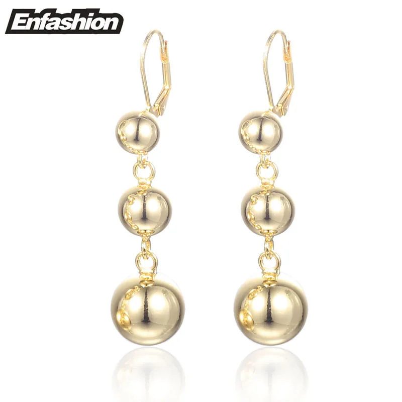 Enfashion Triple Dot Ball Drop Earrings Rose Gold color Long Earring Dangle Earrings For Women ...