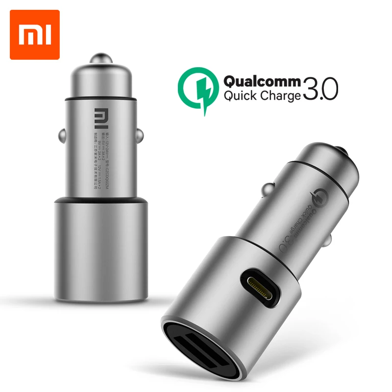 Оригинальное автомобильное зарядное устройство Xiaomi Quick Charge 3,0 Xiomi 5 V/3A Dual USB 9 V/2A 12 V/1.5A для Android iOS для iPhone 7 samsung Xiaomi