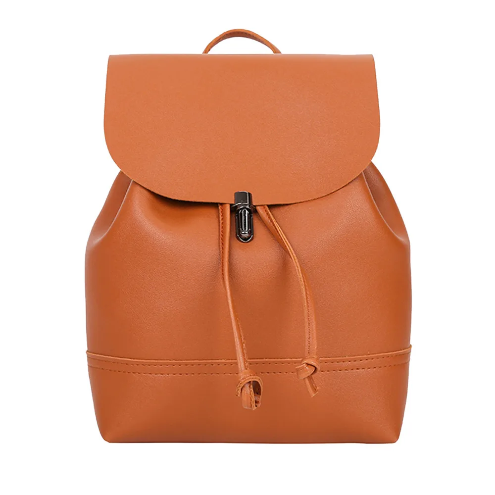 Однотонная одежда Hasp кожаный рюкзак сумка для женщин ранцы мягкая ручка Mochilas Escolares Para Adolescentes - Цвет: D