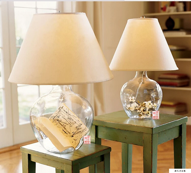 Europa tela de cristal diy e27 lámpara de mesa para el dormitorio bar living room decor.jpg