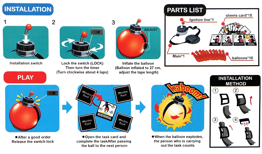 Настольная игра TicTic Balloon timing bomb, полная Миссия перед взрывом воздушного шара, Семейная Игра с бомбой, возраст 15