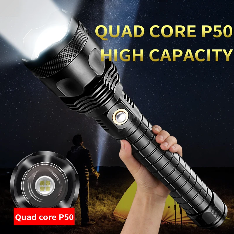 

P70 glare tactica flashlight telescopic focusing rechargeable super bright torch long-range camping xenon lamp 26650 battery