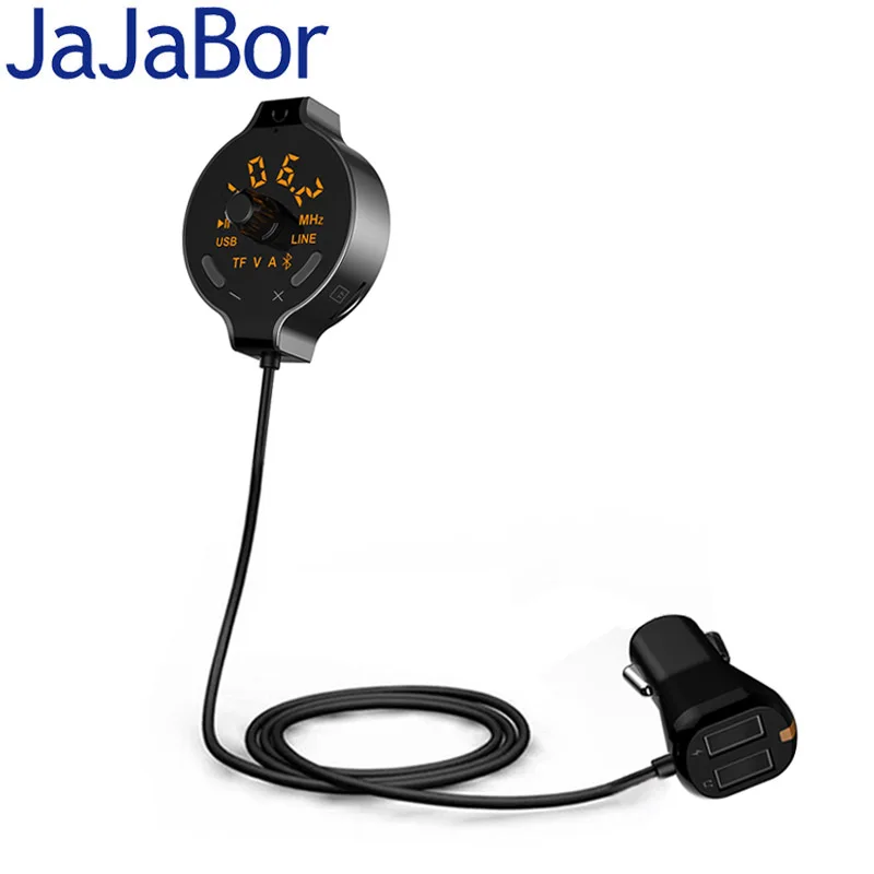 

JaJaBor BluetoothCar Kit Handsfree FM Transmitter Audio Music Receiver AUX Output Dual USB Car Charger Support TF Card / U Disk