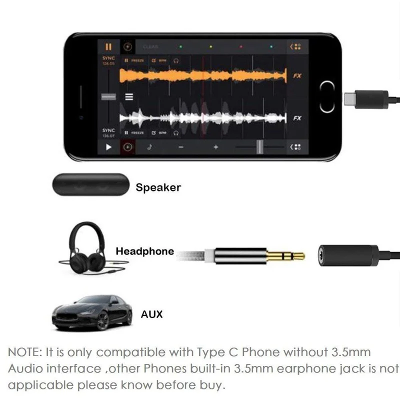 Адаптер для наушников типа C до 3,5 USB 3,1 type-C USB-C штекер 3,5 мм AUX аудио разъем кабель конвертер для наушников