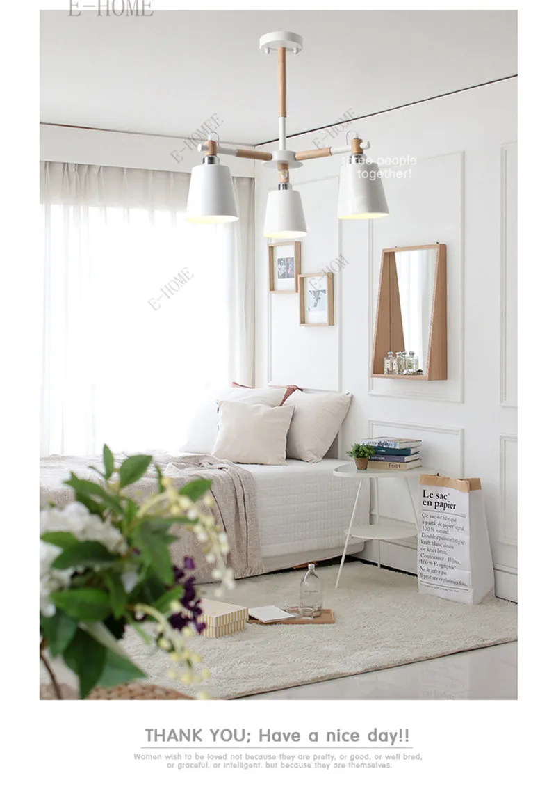 Cabeça de Madeira Conduziu a Lâmpada do Candelabro para Sala Criativo Simples 8 Maciça Estar Branco Preto Lustres Teto Iluminação 3 - 6 16 Luzes de pendentes
