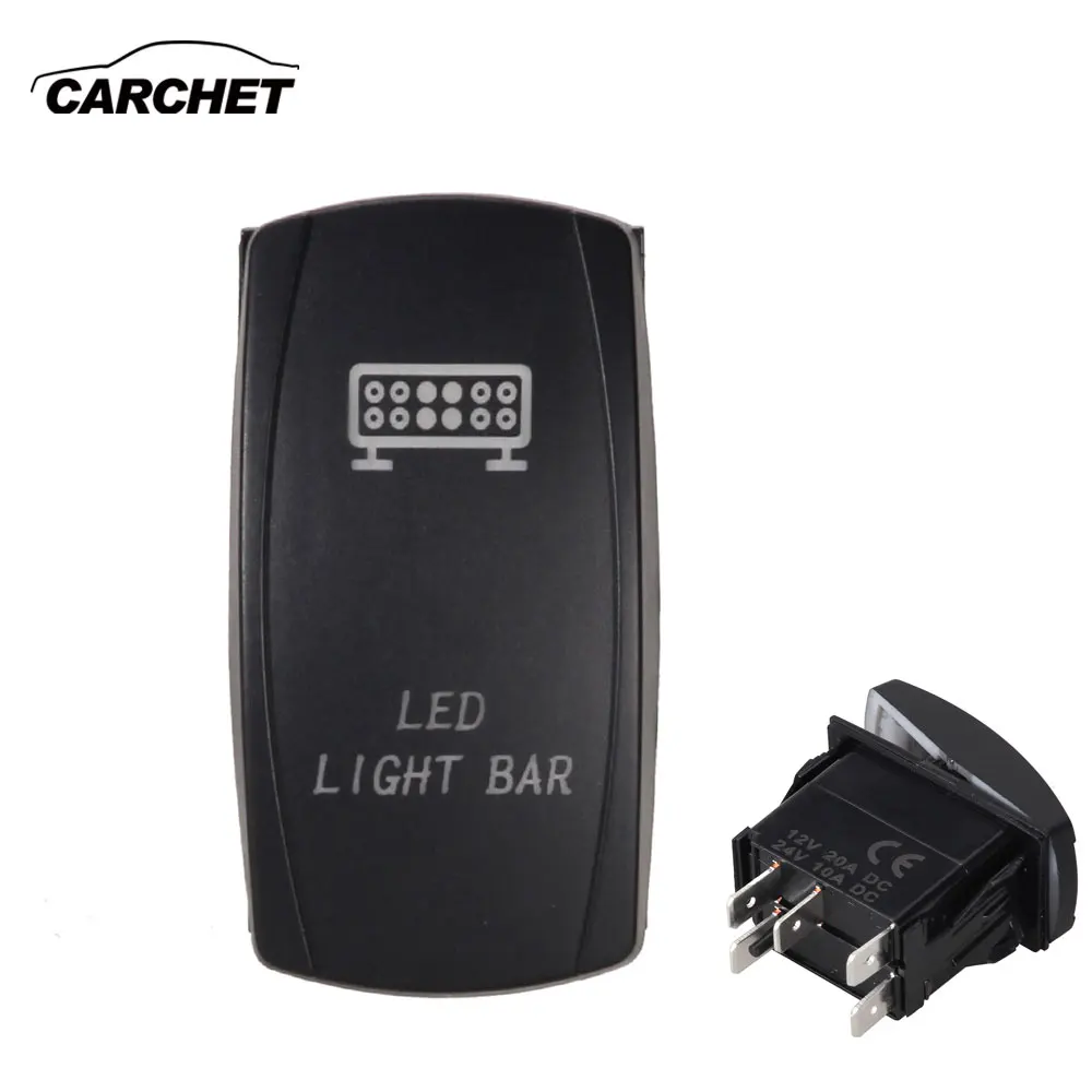 CARCHET 5PIN DC12V 20A/DC24V 10A переключатель кулисный с белым светодиодным индикатором