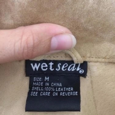 Wet Seal jacket womens size M medium tan 100% leather long sleeve (4)