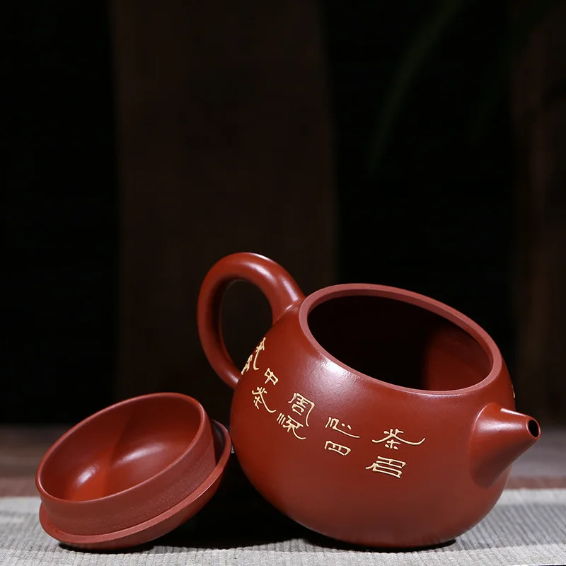 Технология дивизии ручной НЕОБРАБОТАННАЯ руда ярко-красный халат живопись Pomelo чайник специальная кунгфу онлайн чайник чайный сервиз
