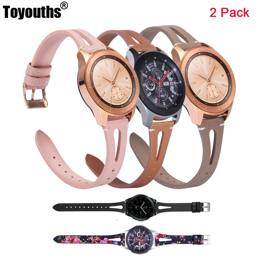 

Fashion Leather Strap For Samsung Galaxy Watch 20mm 22mm Bands Genuine Leather Wristband 2 Pack for Samsung gear S3 Frontier